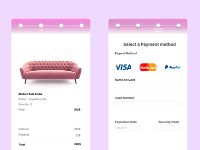 Card Checkout app design illustration ui ux