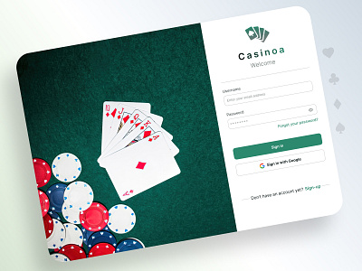 Login Page for Online Poker - Casinoa design game gamification login loginpage online game poker signin signup ui uiux userinterface uxdesign webdesign website