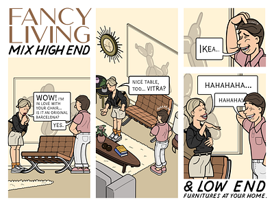 Fancy Living: Mix High End & Low End Furniture at Your Home. illustration