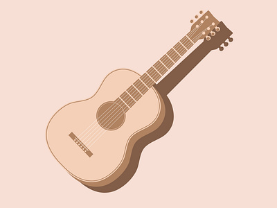 Acoustic wooden guitar in flat style