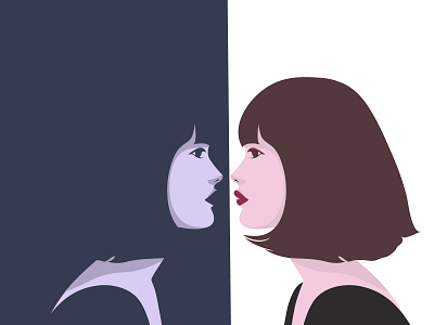 Day and Night brunette dribbble flat design girl girl illustration illustration lips woman
