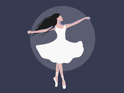 Ballerina Flying on the Moon ballerina brunette dance dancer dribbble girl girl illustration illustration woman