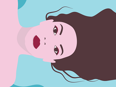 Flowing in the water brunette character flat design girl girl illustration illustration lips portrait red woman woman portrait
