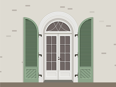 The Door antique arch architecture building classic door exterior flat design glass house stone wall