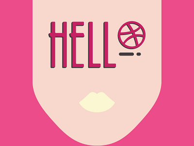 Hello Dribbble! This Is My First Shot debut dribbble face first shot hello hello dribbble pink