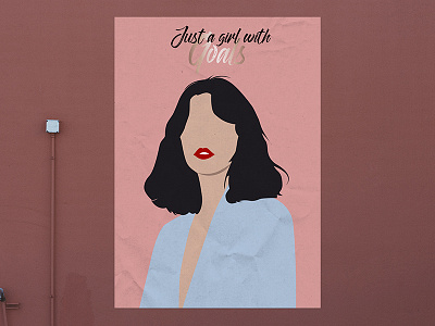 Just a girl...Portrait flat flat design girl lips pastel pink portrait poster quote red lips woman