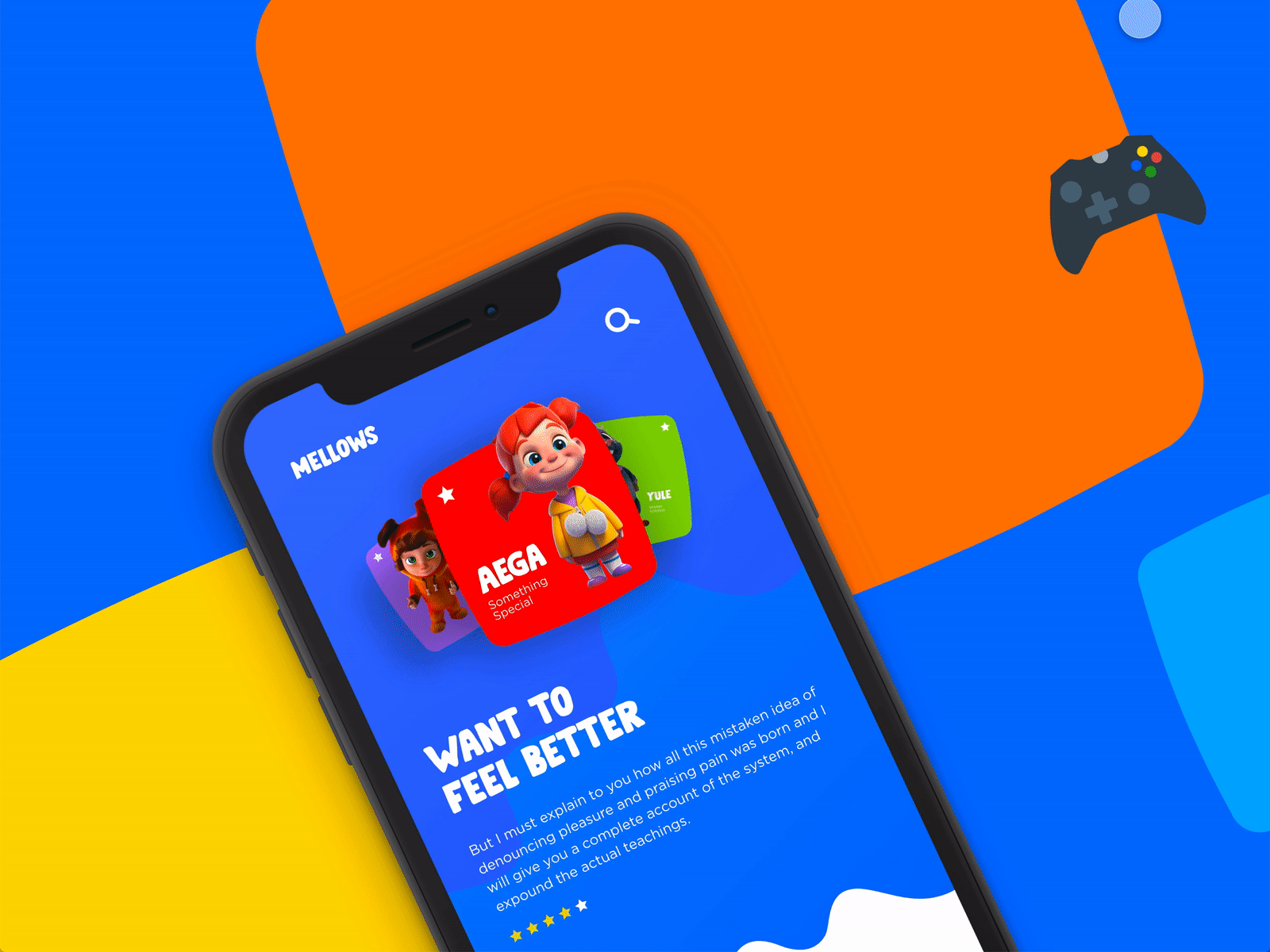 Mellows Game app GIF 3d 3d art app appdesign blue clean color design fun game design games gif illustraion minimal ui ui design inspiration ux