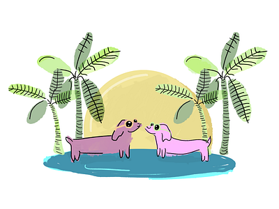 COOL DOGS design dogs doodle fun hot illustration photoshop pool sketch summer sun