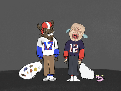 Cheaters don't get candy. Go Bills! baby buffalo buffalo bills candy football fun halloween illustration masks nfl patriots spooky