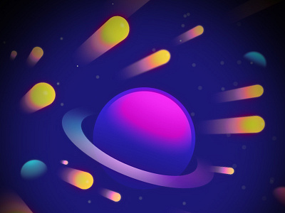 Astral Projection gradients neon planets vector space