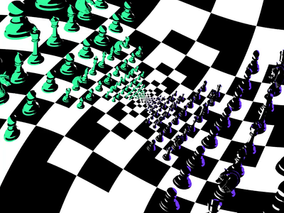 Dali Chessboard animation chess chessboard clean endless game gaming green illusion inwards king knight loop pawn pieces purple sam gilmore simple spiral surreal