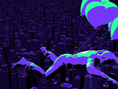 Balloonhead 3d animation balloon city clean clouds dream dreamer fantasy gif green high hopes loop psychedelic purple sam gilmore simple surreal trippy ungrounded