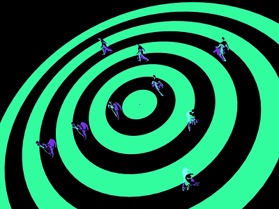 Circular Walkers 3d animation circle circular clean endless gif green loop psychedelic purple rotate sam gilmore simple spiral stripe stripes surreal trippy walkers