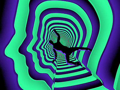 Land of Confusion 3d animation anxiety clean confused confusion fall falling fear gif green hopeless loop lost psychedelic purple sam gilmore surreal terror trippy