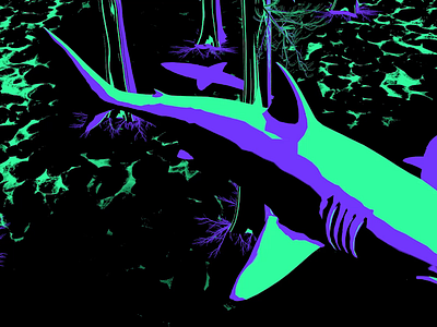 Forest Shark 3d dream dreaming endless forest gif green loop nursery psychedelic purple sam gilmore shark sharks surreal trippy