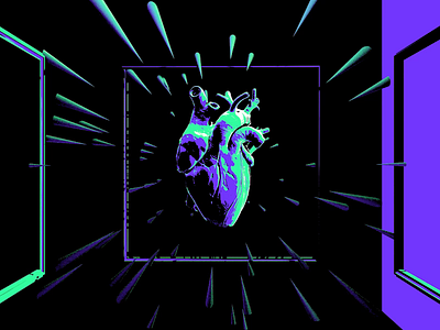 Panic Attack 3d animation anxiety anxious beat endless fear gif green heart heart attack heart beat in loop out psychedelic purple sam gilmore surreal trippy