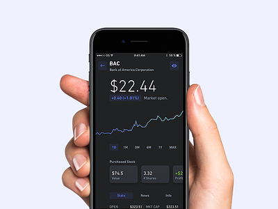 Single Stock Screen - Dark Version app application binary fintech ios iphone stock trading ui