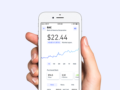 Single Stock Screen - Light Version app application binary fintech ios iphone stock trading ui