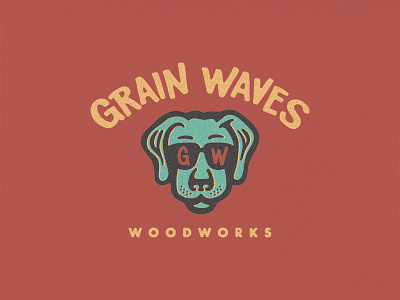 Grain Waves Woodworks - Branding branding custom type design dog handdrawn icon identity illustration logo