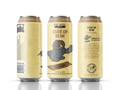 One Well Brewing - Beer Can Label - State of Bean beer beer branding beer label branding character character design character development design graphic design handdrawn identity illustration package design packaging