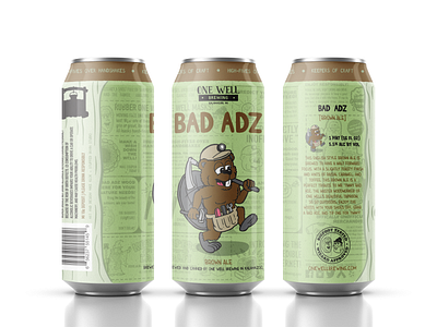 One Well Brewing - Beer Can Label - Bad Adz