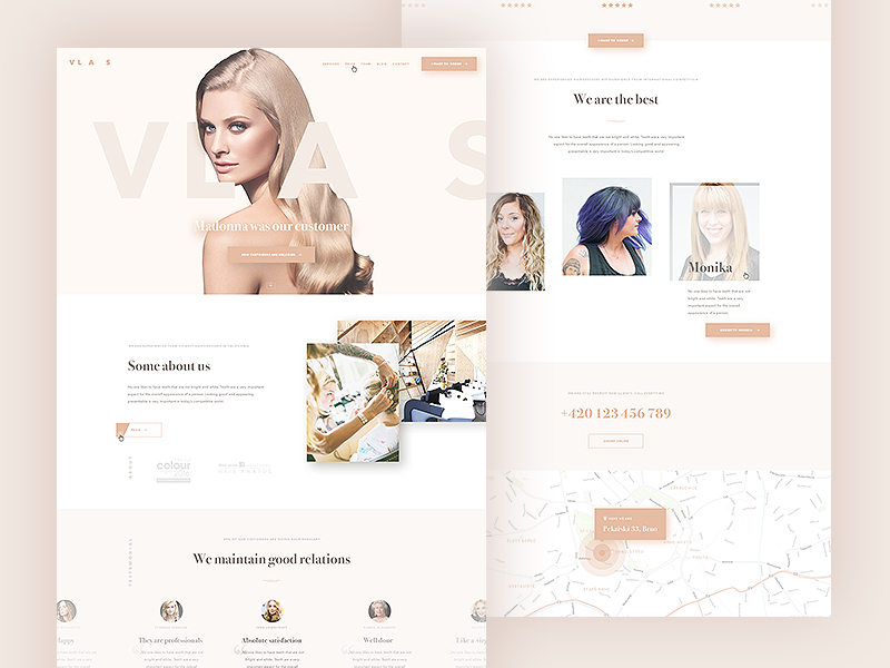 Landing page (psd) - Hairdresser free download psd about contact testemonial hero hairdresser web landing page hair