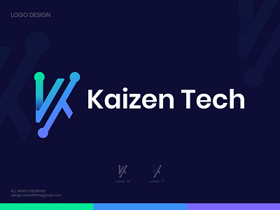 Technology Logo Design (Letter K + Letter T) branding futuristic gradient icon logo colour logo design logo mark logotype mark modern logo monogram symbol tech logo technology logo