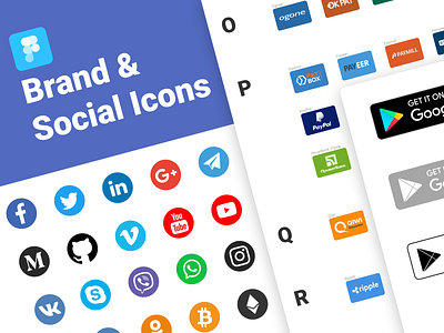 Brand & Social Icons for Figma Free social networks circle badge badges payment systems payment brand icons icon