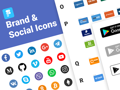 Brand & Social Icons for Figma Free badge badges brand circle icon icons networks payment payment systems social