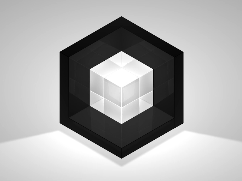 Fluent Cube (Isometric & Optical Illusion) 3d animation cube dark design fluent glass illusion isometric light optical reflection