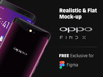 Realistic & Flat Mockup OPPO Find X - Free for Figma