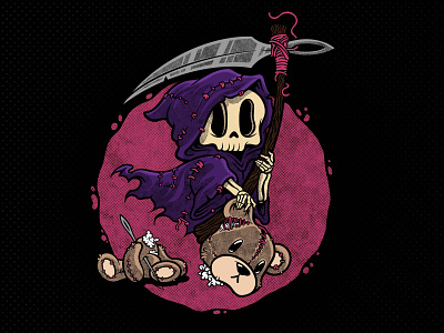 The Grim Ripper adobe cute dark halloween illustration ipad procreate reaper scary sew skull spooky teddybear