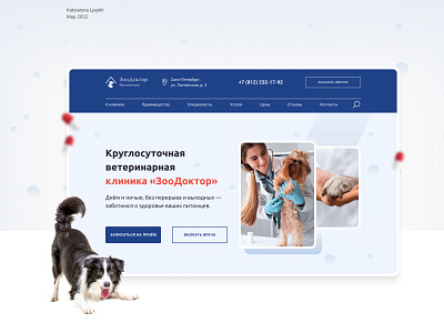 Main screen for the website of the Veterinary Clinic landing page ui ux veterinary clinic website web design