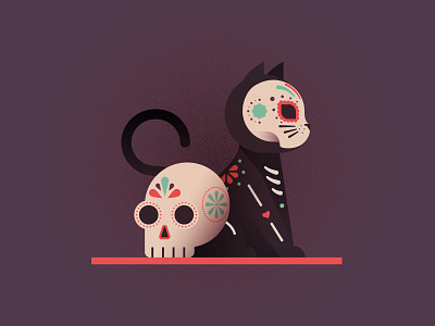 Día de los Muertos calavera cat dia de los muertos illustrator skull vector