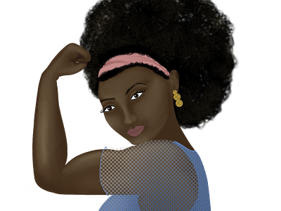 Powerful woman afro black commission design digitalart girls illustration portrait powerful woman