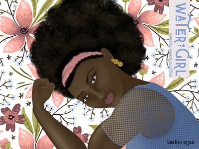 Water Girl afro art beautiful black commission design digitalart girls illustration poerful portrait strong women