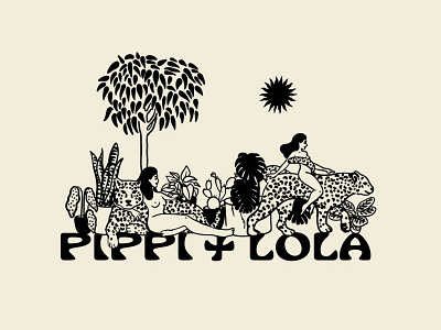 Pippi + Lola T Shirt Design brand identity branding design graphic design hand drawn hand drawn logo illustration line art logo minimal art plant art plants tattoo art