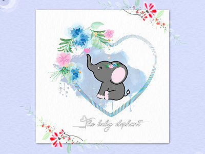 Baby elephant watercolor logo