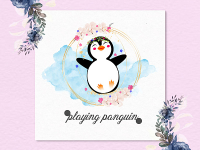 Watercolor Penguin Logo