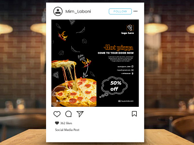 HOT PIZZA Soical Media post ad banner brand identity branding creative ad design facebook banner instagra story marketing ad pizza ad resuturent ad post soical media post