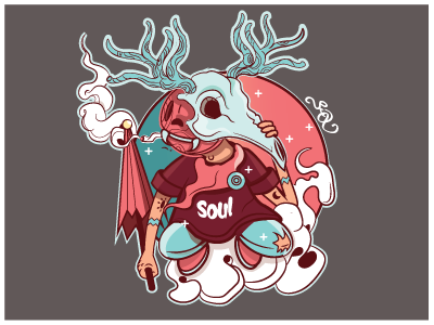 Soul character cloud complementary ilustration mask opposites smoke vector