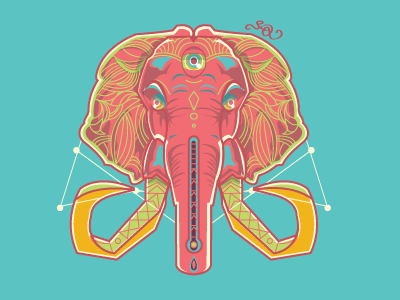Psyphant colors digitalpainting elephant geometric ilustration neon pink psy tatto vector