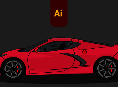 Vector Sports Car Corvette C8 In Adobe Illustrator adobe illustrator car designing corvette corvette c8 design graphic design illustration vector vector car vector car illustration