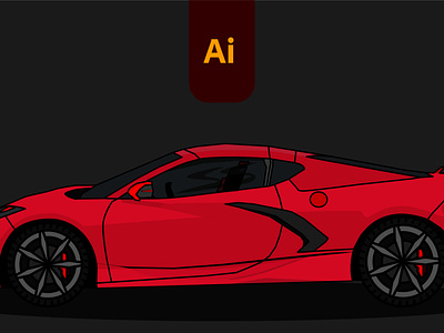 Vector Sports Car Corvette C8 In Adobe Illustrator