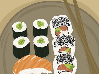 Food Illustration - Sushi graphic design illustationdrawing illustration procreate