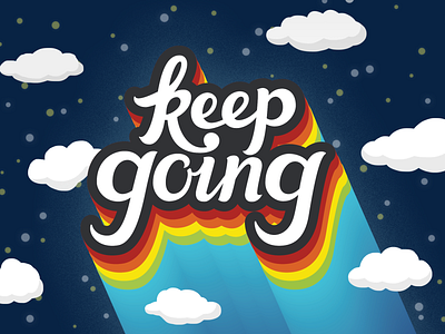 Keep Going lettering rainbow space vector