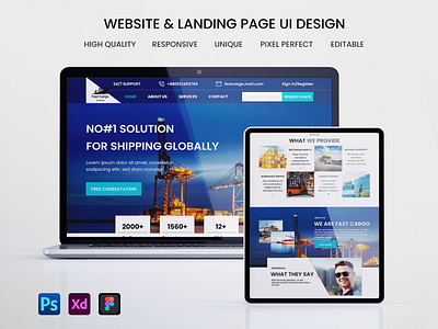 Logistic/Shipping service web design with live location tracking design landing page location tracking logistic service shipping service ui ux website