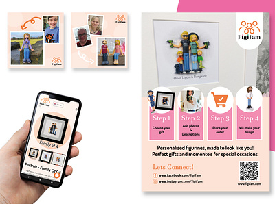Figifam 3D full colour prints branding graphic design leaflet design zbrush