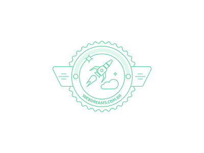 Web Dreams Badge - Spaceship badge branding design icon illustration logo spacial sticker ui ux