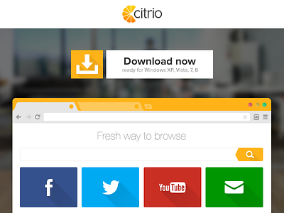 Citrio browser browser button chrome citrio dotted pattern download flat fresh interface long shadow orange social icon